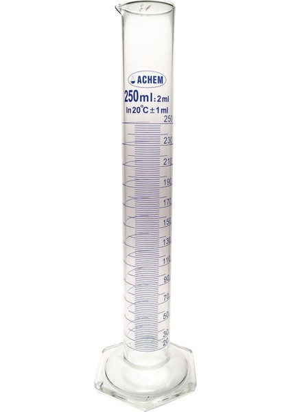 250ML Cam Mezür Uzun Form Mavi Skala