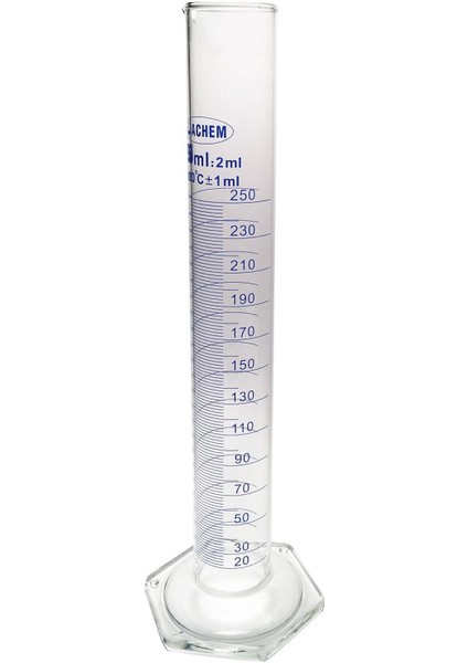 250ML Cam Mezür Uzun Form Mavi Skala