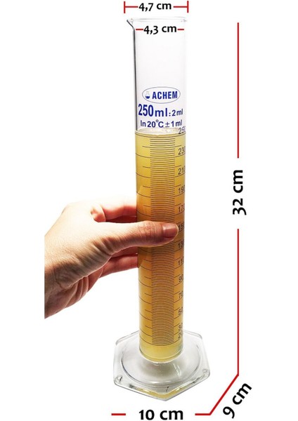 250ML Cam Mezür Uzun Form Mavi Skala
