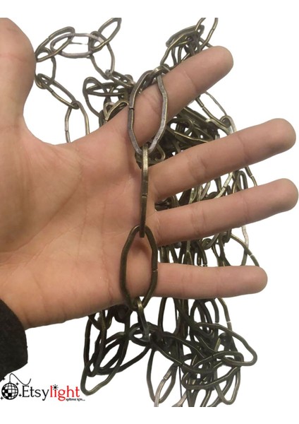 Gotik Avize Zinciri 3 Mm, 5 Metre Antik Sarı Renk, Dekoratif Metal Zincir, Vintage, Avize Zinciri