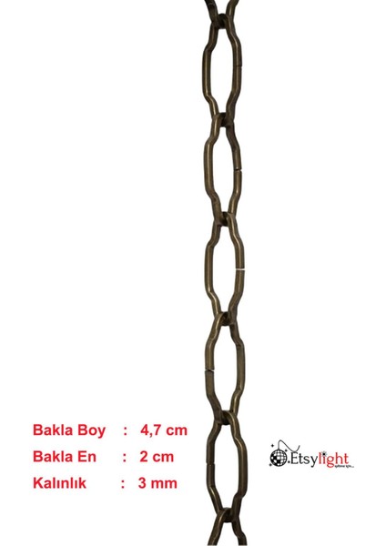 Gotik Avize Zinciri 3 Mm, 5 Metre Antik Sarı Renk, Dekoratif Metal Zincir, Vintage, Avize Zinciri modelleri