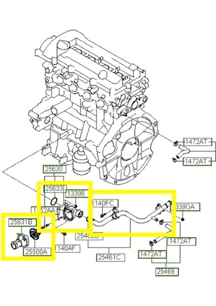 Hyundai I10 I20 2007-2020 Için Termostat Muhafazası ve Soğutma Borusu Kiti 2545003002 2563003100 256312B001 255002B000 (Yurt Dışından) modelleri