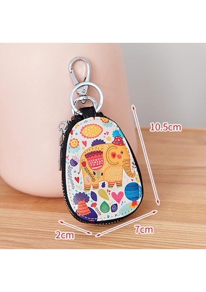 No.10 Tarzı Moda Boyalı Tasarım Kadın Kız Anahtar Çantası Küçük Deri Anahtar Cüzdan Ev Sahipleri Araba Anahtar Tutucu Kılıf Pu Deri Anahtarlık Kılıfı (Yurt Dışından)