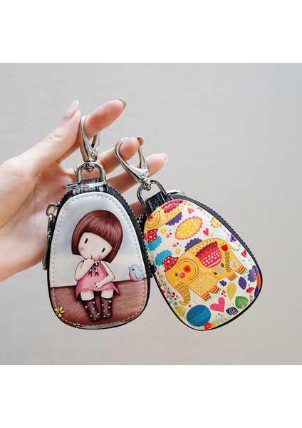 No.10 Tarzı Moda Boyalı Tasarım Kadın Kız Anahtar Çantası Küçük Deri Anahtar Cüzdan Ev Sahipleri Araba Anahtar Tutucu Kılıf Pu Deri Anahtarlık Kılıfı (Yurt Dışından)