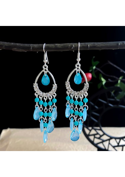 Küpeler Tatil Stili Küpeler Rafya Hasır El Yapımı Rattan Küpeler (Yurt Dışından)