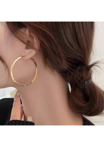 Büyük Halka Küpeler Basit Düz Halka Küpeler Küpeler (Yurt Dışından)