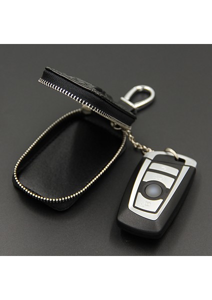 Siyah Stil Yüksek Kaliteli Deri Anahtarlık Erkek Anahtar Tutucu Düzenleyici Kılıf Inek Yarığı Araba Anahtar Çantası Cüzdan Kapıcı Anahtarlık Mini Kart Cüzdanı Erkek (Yurt Dışından)