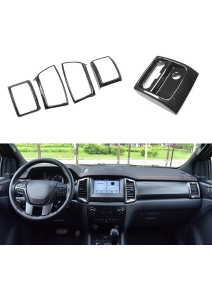 Karbon Fiber Merkezi Dashboard Havalandırma Çerçevesi Arka Klima Çıkış Trim Ford Ranger Everest Endeavour 2015-2021 Için (Yurt Dışından)