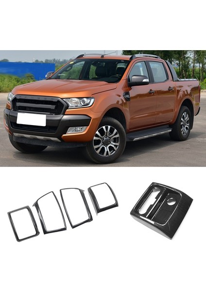 Karbon Fiber Merkezi Dashboard Havalandırma Çerçevesi Arka Klima Çıkış Trim Ford Ranger Everest Endeavour 2015-2021 Için (Yurt Dışından)