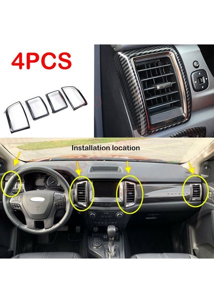 Karbon Fiber Merkezi Dashboard Havalandırma Çerçevesi Arka Klima Çıkış Trim Ford Ranger Everest Endeavour 2015-2021 Için (Yurt Dışından)