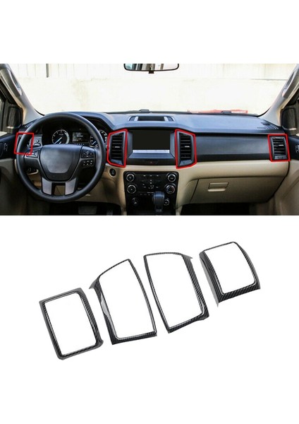 Karbon Fiber Merkezi Dashboard Havalandırma Çerçevesi Arka Klima Çıkış Trim Ford Ranger Everest Endeavour 2015-2021 Için (Yurt Dışından)