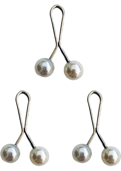 3 Adet Tesettür Eşarp ve Şal Klipsi Inci Beyaz