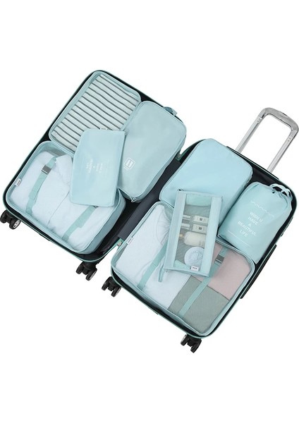 Mavi 8 Adet Bir Stil Seyahat Çantası Kıyafet Ayakkabı Iç Çamaşırı Seyahat Organizatörü Valiz Paketleme Küpü Depolama Aksesuarları Sütyen Kozmetik Çanta (Yurt Dışından) fırsatları