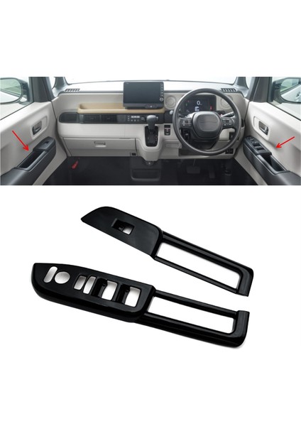 Araba Pencere Camı Kaldırma Düğmesi Trim Anahtarı Kapağı Kapı Kol Dayama Paneli Honda N-Box Jf5 Jf6 2023 Parlak Siyah (Yurt Dışından)