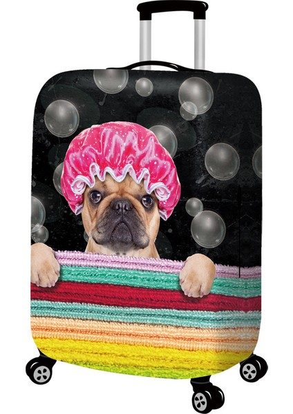 N Tarzı S Beden Bulldog Desenli Seyahat Aksesuarları Valiz Kılıfı Çanta Koruma Bagaj Tozu Kapak Esnek Kumaşlar Gövde Set Kılıflar Için (Yurt Dışından)