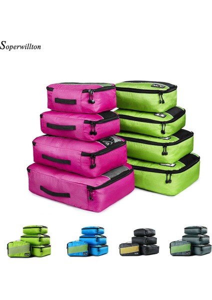 Yeşil L Tarzı Soperwillton Paket Küpler Seyahat Çantası Bagaj Paketleme Duffle Saklama Çantası Naylon Erkek Kadın Valiz Kıyafet Düzenleyici Nefes Alabilir (Yurt Dışından) fırsatları