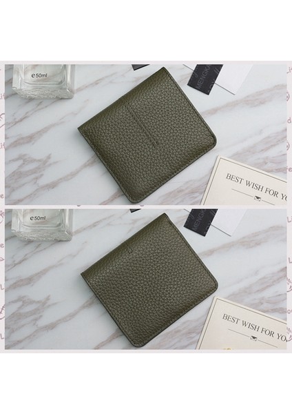 Yeşil Kısa Stil Yeni Gelen %100 Hakiki Inek Derisi Ince Kartlık Cüzdan Bayanlar Basit Moda Inek Derisi Kredi Kartı Tutucu Ultra Ince Cüzdan (Yurt Dışından)