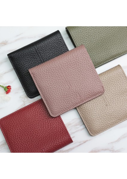 Yeşil Kısa Stil Yeni Gelen %100 Hakiki Inek Derisi Ince Kartlık Cüzdan Bayanlar Basit Moda Inek Derisi Kredi Kartı Tutucu Ultra Ince Cüzdan (Yurt Dışından) fiyatları