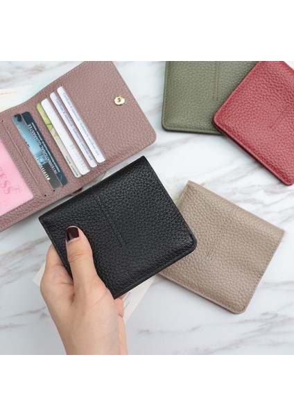 Yeşil Kısa Stil Yeni Gelen %100 Hakiki Inek Derisi Ince Kartlık Cüzdan Bayanlar Basit Moda Inek Derisi Kredi Kartı Tutucu Ultra Ince Cüzdan (Yurt Dışından) modelleri