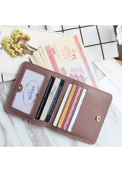 Yeşil Kısa Stil Yeni Gelen %100 Hakiki Inek Derisi Ince Kartlık Cüzdan Bayanlar Basit Moda Inek Derisi Kredi Kartı Tutucu Ultra Ince Cüzdan (Yurt Dışından) fırsatları