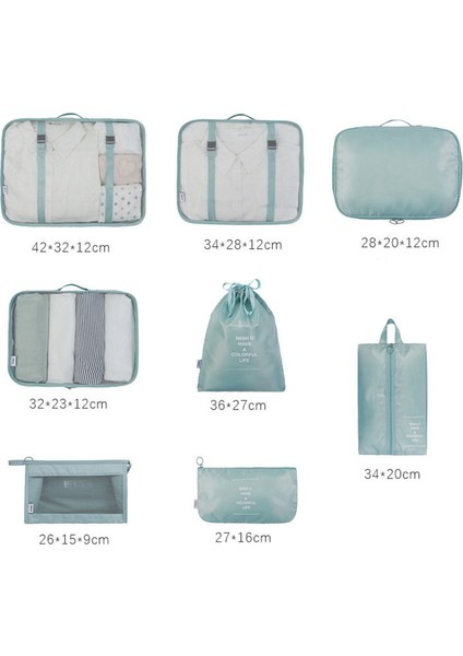 Gök Mavisi 7 Adet Tarzı 2021 Seyahat Çantaları Giysi Ayakkabı Iç Çamaşırı Seyahat Organizer Sutyen Kozmetik Çanta Saklama Aksesuarları Valiz Paket Küpü (Yurt Dışından) modelleri