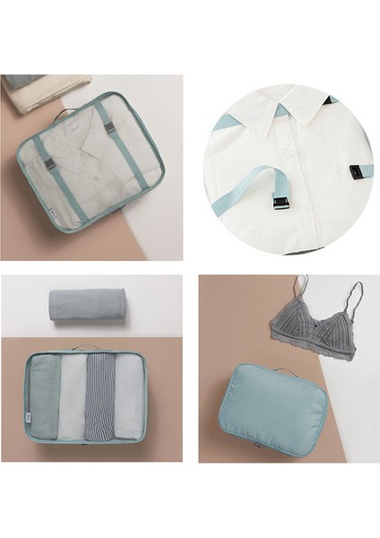 Gök Mavisi 7 Adet Tarzı 2021 Seyahat Çantaları Giysi Ayakkabı Iç Çamaşırı Seyahat Organizer Sutyen Kozmetik Çanta Saklama Aksesuarları Valiz Paket Küpü (Yurt Dışından) fırsatları