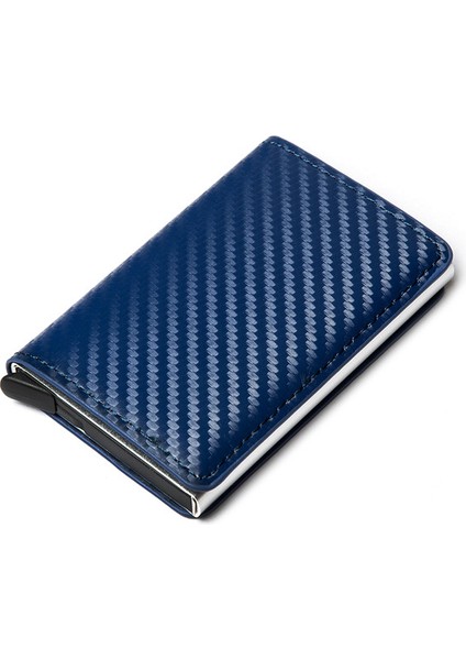 TQ012-MAVI Tarzı Alüminyum Kredi Kartı Iş Mini Cüzdan Erkek Kadın Akıllı Deri Cüzdan Rfid Kart Tutucu Para Klipsi ile (Yurt Dışından)