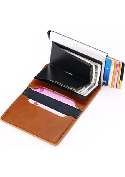 Siyah Stil Karbon Fiber Kartlık Cüzdan Erkekler Rfid Siyah Sihirli Üç Katlı Deri Ince Mini Küçük Para Çantası Erkek Cüzdanlar (Yurt Dışından) fırsatları