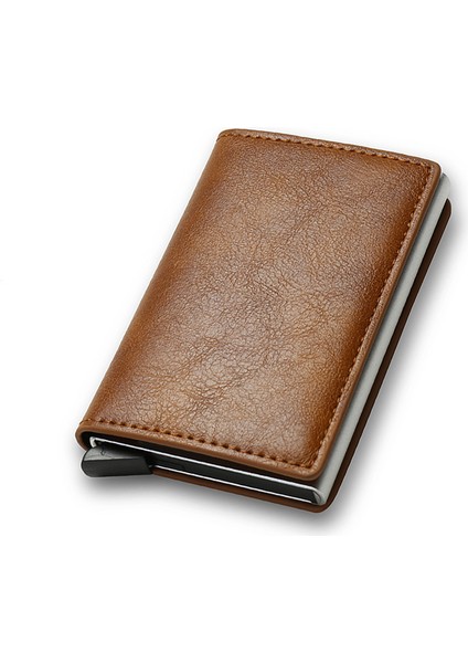 Kahverengi Tarzı Karbon Fiber Rfid Kart Tutucu Erkek Cüzdan Para Çantası Siyah Erkek Cüzdanı Mini Ince Cüzdanlar Walets (Yurt Dışından)