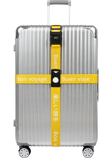 Sarı Kilit Stili Bavul Bandı Üç Basamaklı Şifre Esneklik Bileklik Seyahat Aksesuarı Bavul Kayışı Çapraz Kemer Ayarlanabilir Bavul Hızlı Çıkarma ile (Yurt Dışından)