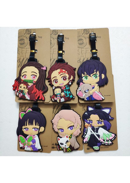 No.2 Tarzı Çizgi Film Anime Demon Slayer Kimetsu No Yaiba Tanjiro Kamado Bagaj Etiketi Pvc Seyahat Bagaj Etiketleri (Yurt Dışından)