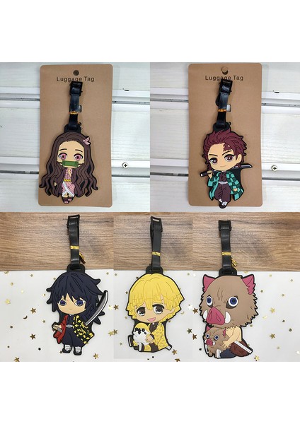 No.2 Tarzı Çizgi Film Anime Demon Slayer Kimetsu No Yaiba Tanjiro Kamado Bagaj Etiketi Pvc Seyahat Bagaj Etiketleri (Yurt Dışından)