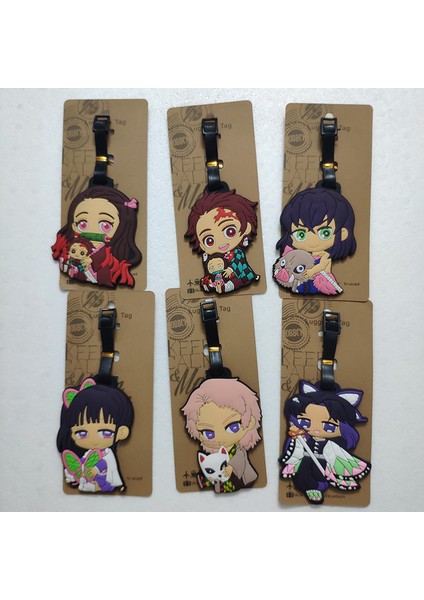 No.2 Tarzı Çizgi Film Anime Demon Slayer Kimetsu No Yaiba Tanjiro Kamado Bagaj Etiketi Pvc Seyahat Bagaj Etiketleri (Yurt Dışından)