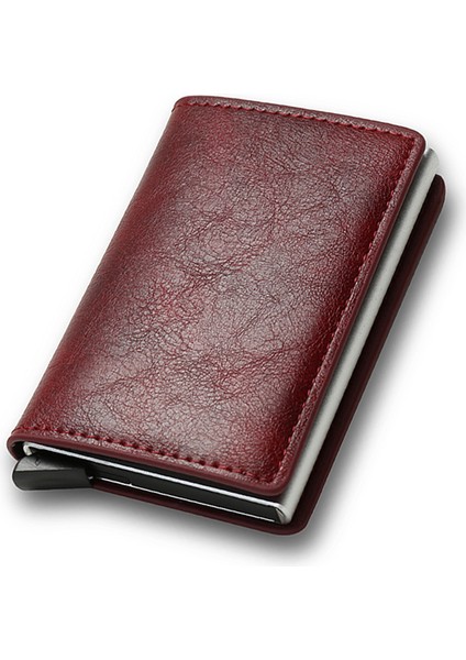 Kırmızı Stil Dıenqı Üst Cüzdan Erkek Para Çantası Mini Cüzdan Erkek Vintage Kahverengi Deri Rfid Kart Tutucu Cüzdan Küçük Akıllı Cüzdan Cep (Yurt Dışından)