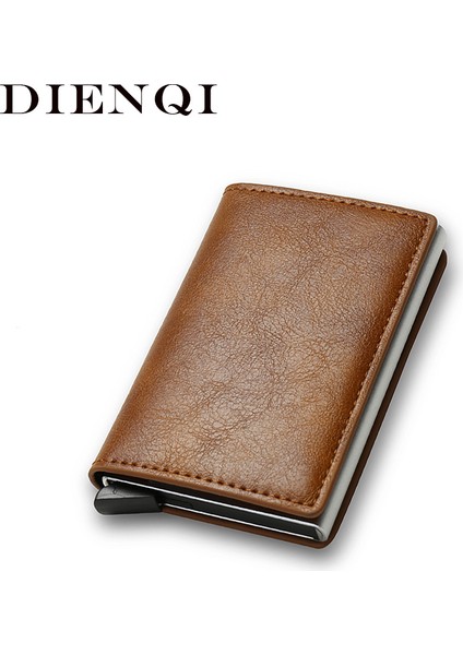 Kırmızı Stil Dıenqı Üst Cüzdan Erkek Para Çantası Mini Cüzdan Erkek Vintage Kahverengi Deri Rfid Kart Tutucu Cüzdan Küçük Akıllı Cüzdan Cep (Yurt Dışından)