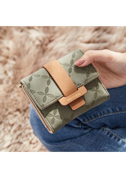 Gri Stil Tasarımcı Çiçek Desenli Kısa Cüzdan Kadın Pu Deri Bayan Cüzdanlar Cüzdan El Çantası Moda Trifold Kavanozlar (Yurt Dışından) modelleri