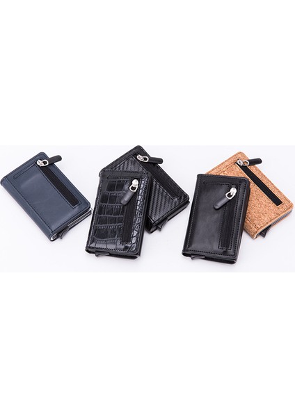 Çılgın Siyah X60 Stili Zovyvol Manyetik Kapanış Akıllı Cüzdan Anti-Hırsızlık Rfıd Engelleme Kart Kutusu Alüminyum Kartlık Erkek ve Kadın Unisex Suni Deri (Yurt Dışından) modelleri