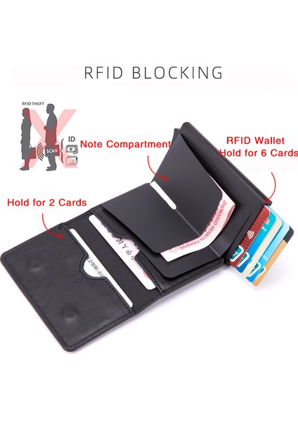 Çılgın Siyah X60 Stili Zovyvol Manyetik Kapanış Akıllı Cüzdan Anti-Hırsızlık Rfıd Engelleme Kart Kutusu Alüminyum Kartlık Erkek ve Kadın Unisex Suni Deri (Yurt Dışından) indirimleri