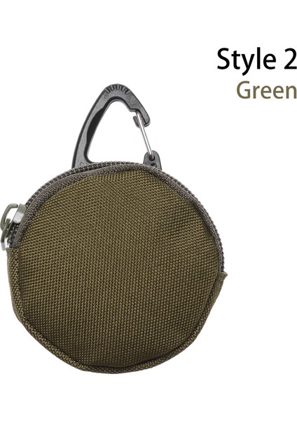 Stil 2- Yeşil Stil 900D Taktik Molle Askeri Koşu Çantası Kulaklık Çantası Taşınabilir Anahtar Bozuk Para Cüzdanı Kanca Mini Cep Kamp Çantaları Cüzdan (Yurt Dışından)