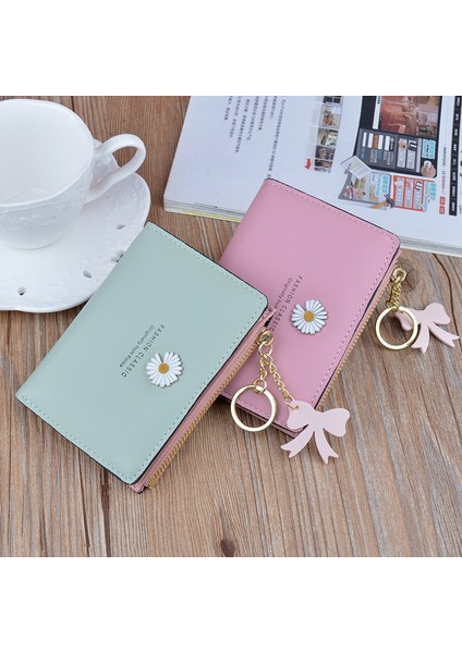 D Stili Bayan Kısa Cüzdan Yeni Moda Tasarım Küçük Papatya Kartlık Yüksek Pu Fermuarlı Para Çantası Basit Fermuarlı Cüzdanlar (Yurt Dışından) fiyatları