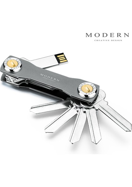 Gri Anahtarlık Stili Alüminyum Anahtar Cüzdan Kendin Yap Anahtarlık Edc Cebinde Anahtar Tutucu Düzenleyici - Modern (Yurt Dışından) modelleri