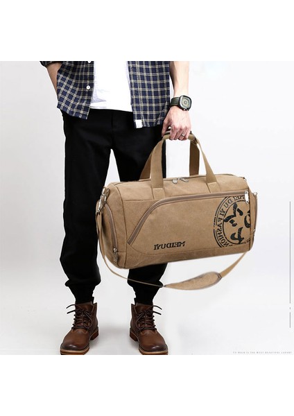 Yeşil Stil Vintage Spor Seyahat Çantaları Erkek Tuval Bagaj El Çantası Büyük Rahat Dayanıklı Baskı Omuz Ayakkabı Paketi Depolama (Yurt Dışından) modelleri