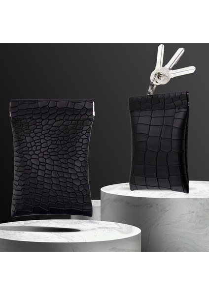 Siyah Stil Yeni Moda Deri Uzun Cep Anahtar Cüzdanı Anahtarlık Bozuk Para Cüzdanı Kadın Erkek Küçük Kısa Para Değişim Anahtarlıklar Çanta Kart Tutucu (Yurt Dışından)