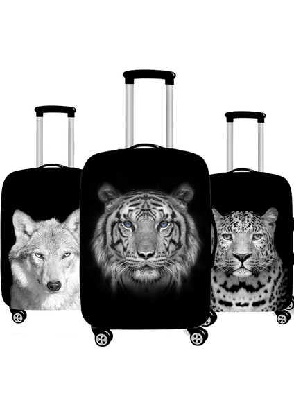 PXTBLACKDW06 Stili Xl Beden Siyah Beyaz Hayvanlar Aslan Kaplan Seyahat Bavul Koruyucu Kılıf Valiz Kılıfı Seyahat Aksesuarları Elastik Valiz Toz Kapağı (Yurt Dışından) fırsatları