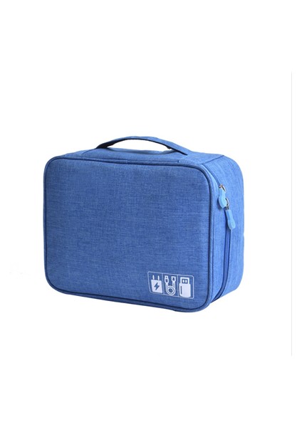 Mavi Stil Çok Fonksiyonlu Taşınabilir Kablo Dijital Depolama Çantası Organizatörü USB Gadget Şarj Kabloları Makyaj Fermuar Su Geçirmez Seyahat Aksesuarları (Yurt Dışından)
