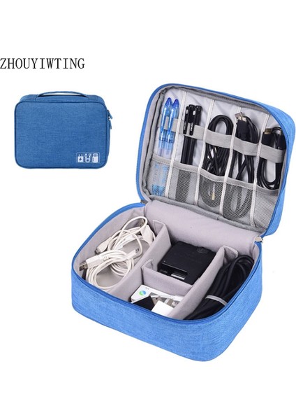Mavi Stil Çok Fonksiyonlu Taşınabilir Kablo Dijital Depolama Çantası Organizatörü USB Gadget Şarj Kabloları Makyaj Fermuar Su Geçirmez Seyahat Aksesuarları (Yurt Dışından) fiyatları