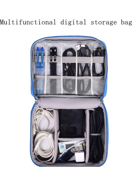 Mavi Stil Çok Fonksiyonlu Taşınabilir Kablo Dijital Depolama Çantası Organizatörü USB Gadget Şarj Kabloları Makyaj Fermuar Su Geçirmez Seyahat Aksesuarları (Yurt Dışından) modelleri