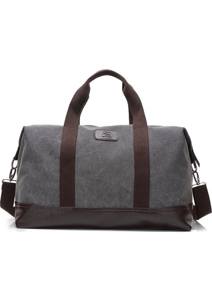 Gri Stil Tuval Çanta Erkek Çanta Rahat Omuzdan Askılı Büyük Kapasiteli Seyahat Çantası Açık Spor Çantası (Yurt Dışından)