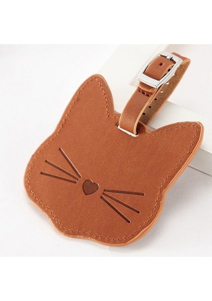 Siyah Stil Kedi Başlı Seyahat Çantası Etiketi Bayan Şirin Pu Valiz Bagaj Etiketi Seyahat Aksesuarları (Yurt Dışından) fırsatları