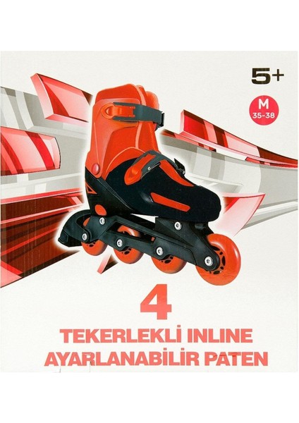 4 Tekerlekli Inline Paten 35-38 Kırmızı